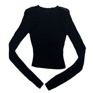 NBD Tamar Open Stitch Racer Sweater in Black